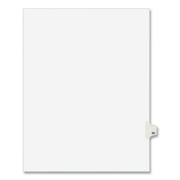 Preprinted Legal Exhibit Side Tab Index Dividers, Avery Style, 10-Tab, 20, 11 X 8.5, White, 25/pack, (1020)
