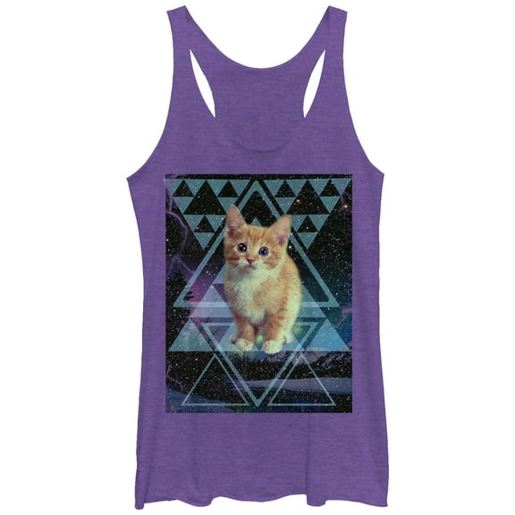 Women's Lost Gods Cat Trance Racerback Tank Top Purple Heather Small