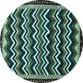 thumbnail image 1 of Ahgly Company Machine Washable Indoor Round Abstract Turquoise Blue Modern Area Rugs, 4' Round, 1 of 4