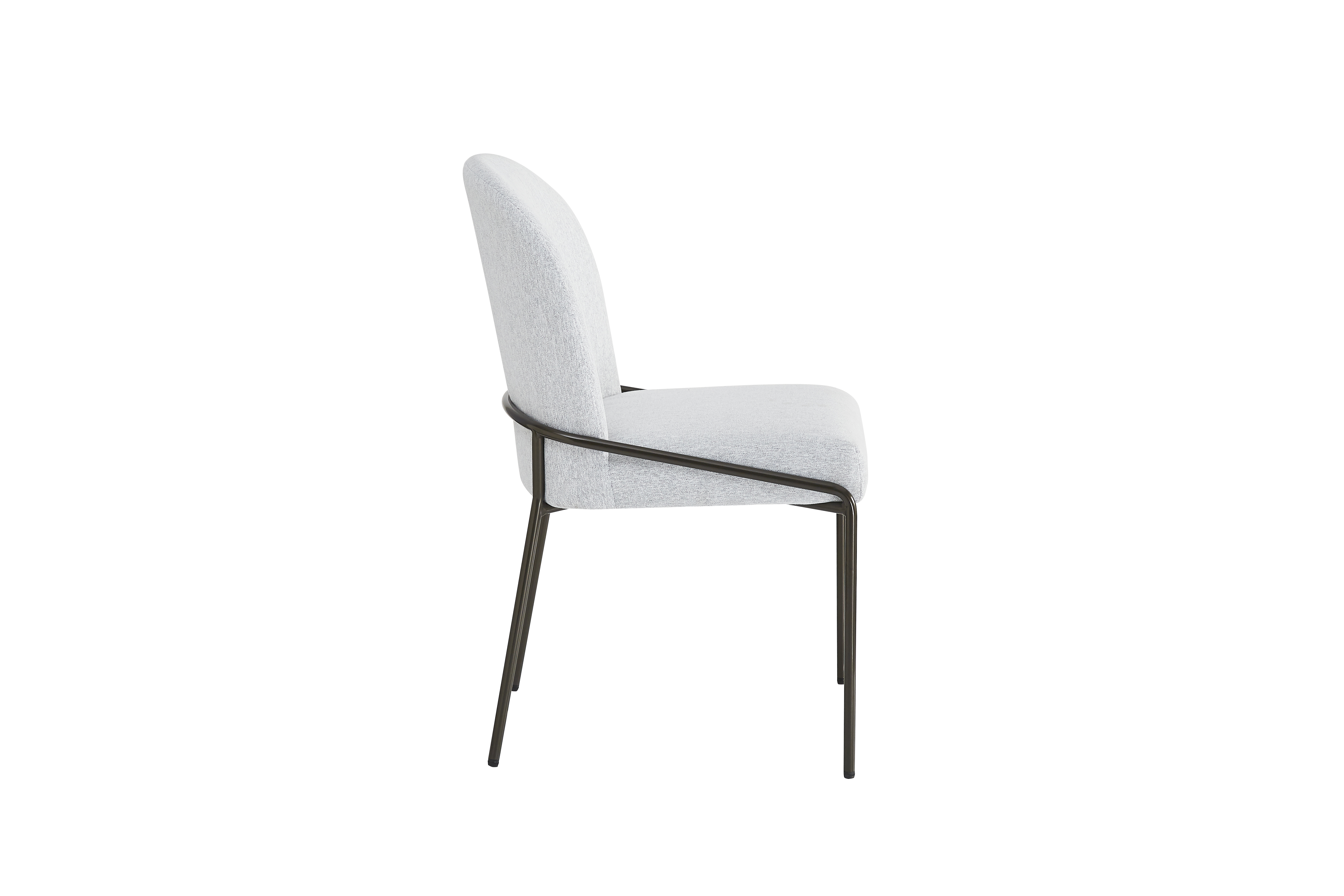 Euroco Upholstered Dining Chairs Set of 2, Mid Century Modern Kitchen Chairs with Cushion Seat and Iron Frame, Side Chairs for Home Office, Living Room, Dining Room,Light Grey