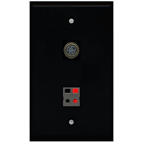 RiteAV - Black 1 Port S-Video 1 Port Speaker Wall Plate