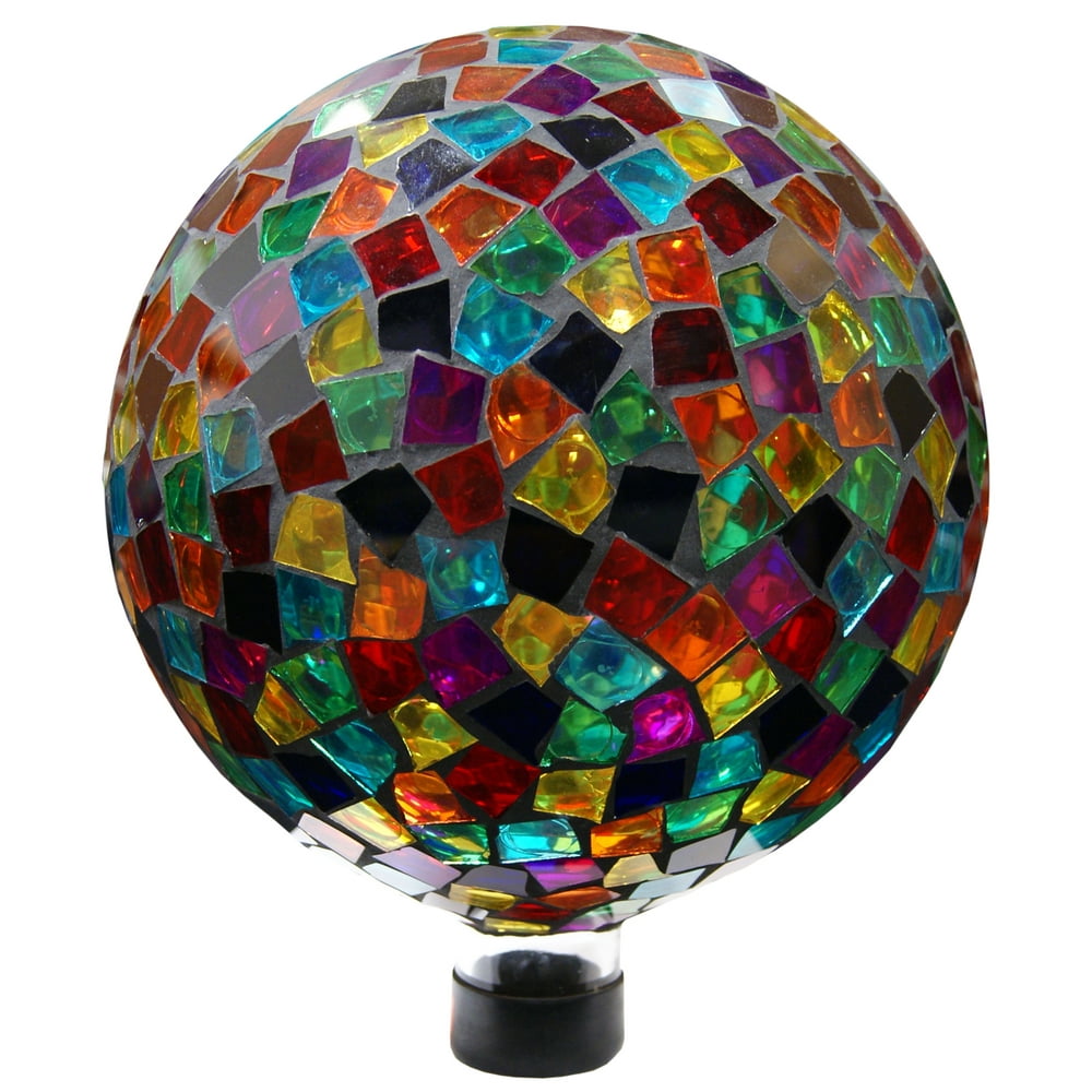 10 Inch Mosaic Gazing Globe Red/Blue/Yellow