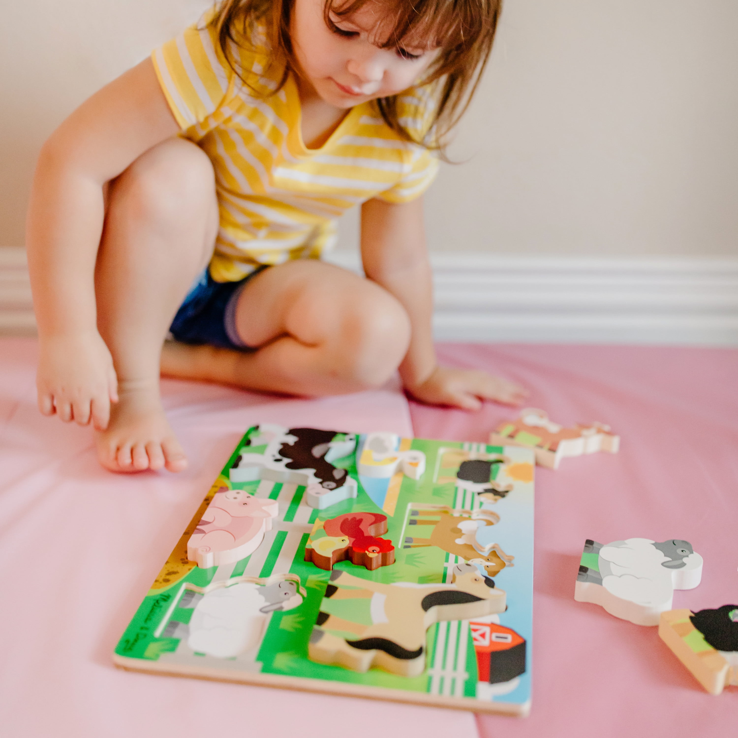 Melissa & Doug Wooden 8-Piece Farm Animals Chunky Puzzle