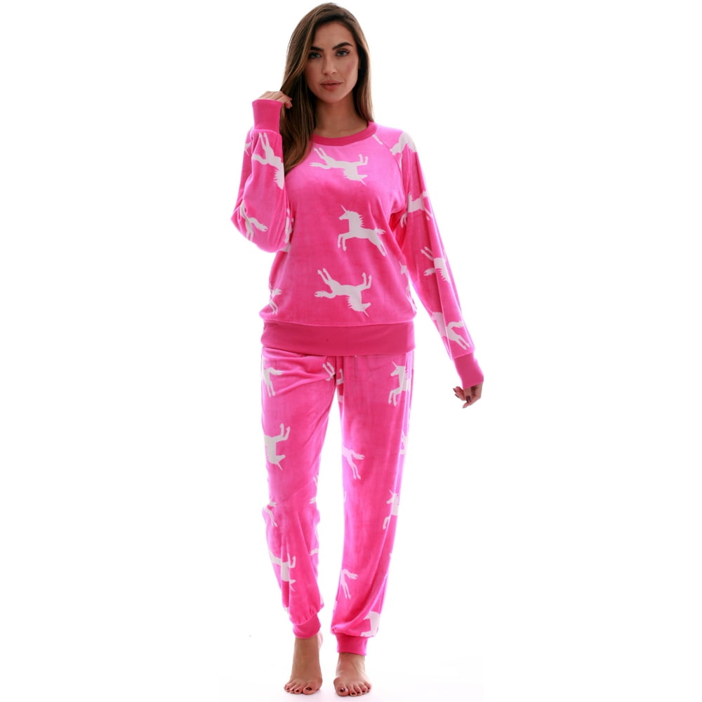 Just Love - #followme Womens Jogger Pajama Pants Set Ultra-Soft Velour ...