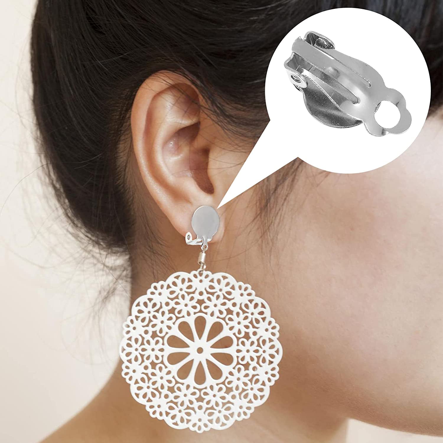 SEWACC 48 Pcs Ear Clip Adapter Earrings Backs for Studs Pierced Earring  Backs Earring Triangle Trays DIY Piercings Jewelry Ear Clip Base Decor  Copper