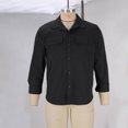 thumbnail image 4 of Annhoo Mens Plus Size T-Shirts Solid Color Long Sleeve Casual Shirts with Pockets Work Button Up Vintage Breathable Tops, 4 of 7