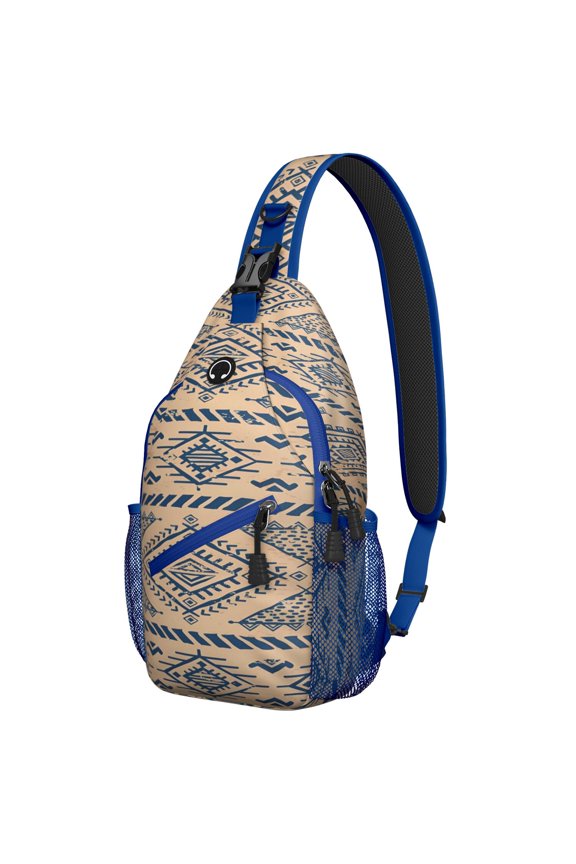 Geometric Boho Chic Travel Sling Backpack Lightweight and Durable, Fashionable Crossbody Shoulder Daypack for Hiking