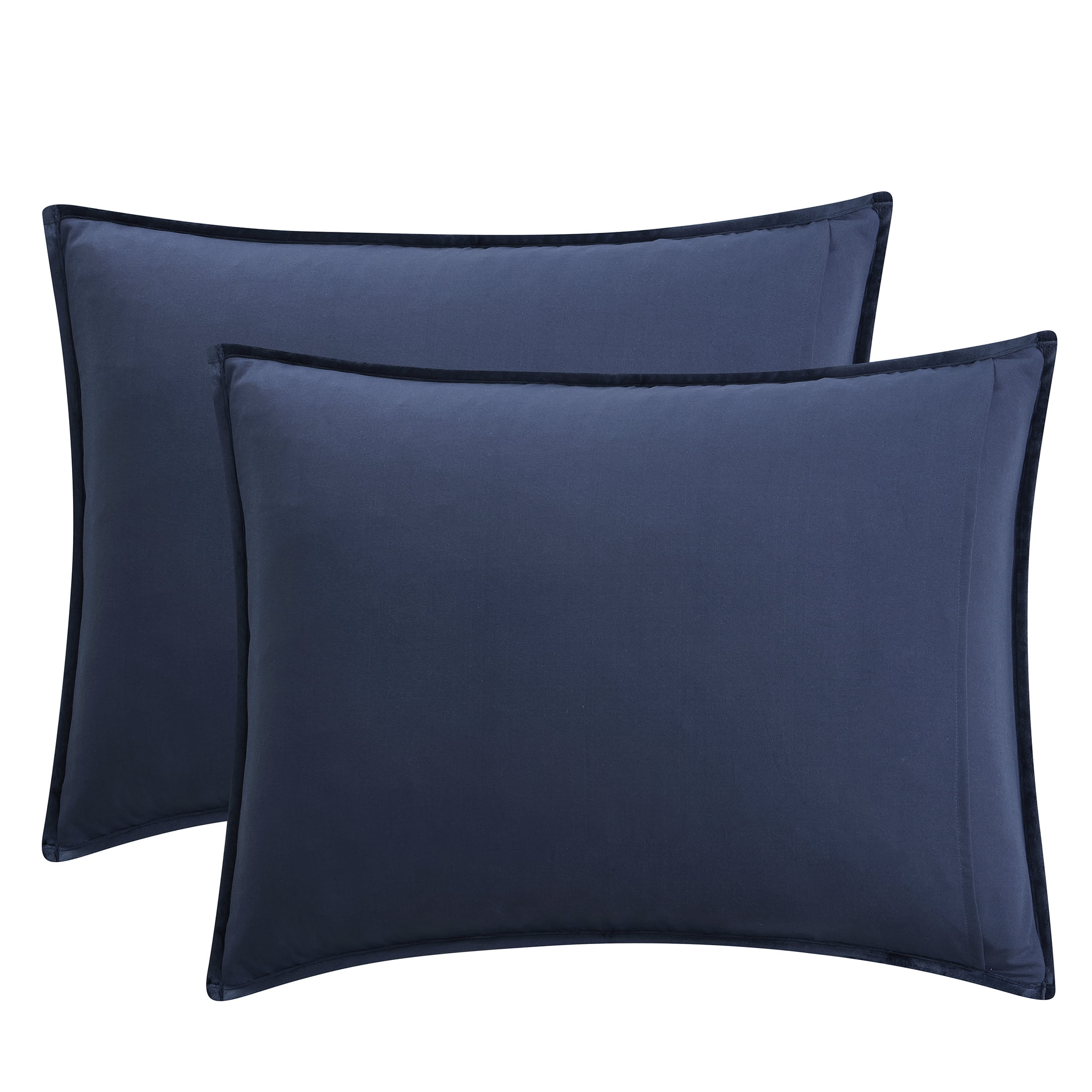 Mainstays Soft Velvet Stripe Quilted Pillow Sham, Dark Blue, King, 2 Pack, All Ages