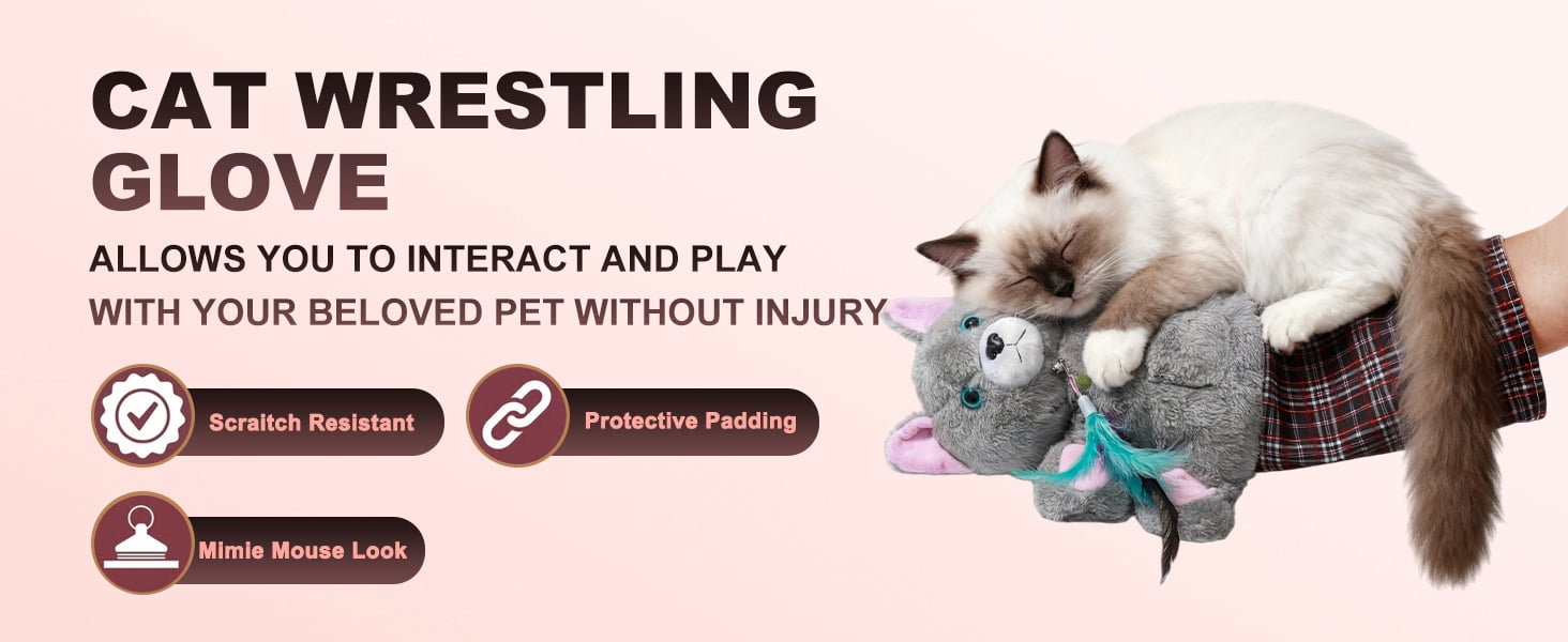 Cat Wrestling Glove, Tough Padding for Safe and Fun Interactive Play, Pet Lovers Relieve Boring Pet Safe Cats Dog Interactive Play