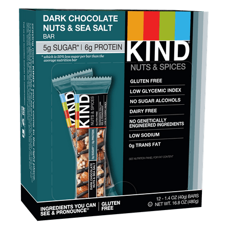 KIND Bars, Dark Chocolate Nuts & Sea Salt, 12 Bars, Gluten