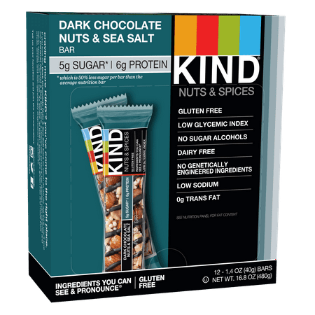 KIND Bars, Dark Chocolate Nuts & Sea Salt, 12 Bars, Gluten Free