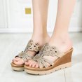 thumbnail image 1 of xiaxaixu Pantoufles Compensées pour Femmes, Confortables à Bout Ouvert avec Talons Hauts et Strass, 1 of 6