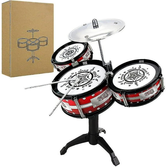 Junior Drum Set Mini Percussion Set Drum Set with 3 Drums Kids Educational Music Instruments