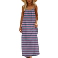 thumbnail image 4 of Busydd Womens Dresses Fashion Striped Sleeveless Maxi Dresses Summer Round Neck Spaghetti Straps Vacation Dress Comfy Backless Sun Dress S, 4 of 9