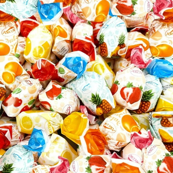 Fruit Filled Hard Candies, 1.5 lb – Strawberry, Cherry, Pineapple, Orange & Lemon Bon Bons with Real Fruit Pulp