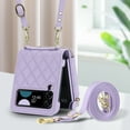 thumbnail image 5 of Dteck for Samsung Galaxy Z Flip 3 Case with Card Holder RFID Blocking, Crossbody Wallet Case for Z Flip3 with Adjustable Strap, Zipper Purse Leather Handbag Case Compatible with Galaxy Z Flip3,Purple, 5 of 6