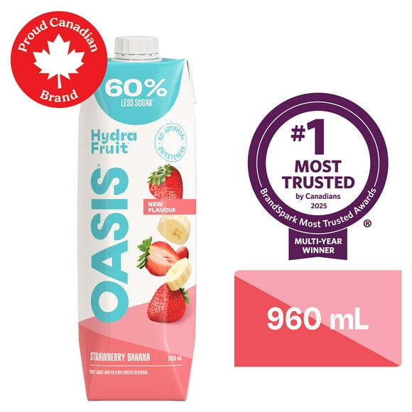 Strawberry Banana Fruit Juice, OASIS HYDRAFRUIT STRAWBERRY/BANANA JUICE 960ML