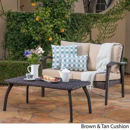 Craigslist Honolulu Furniture Christopher Knight Home Honolulu Outdoor 2-piece Wicker Loveseat and Coffee Table Set with Cushions by ()