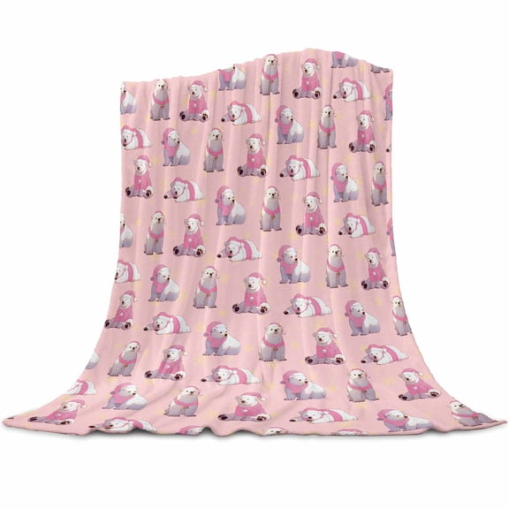 Polar Bear Flannel Blanket for Bed,Travel and Camping, Christmas Super Soft Cozy Blanket for All Seasons 60"x80"