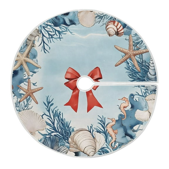 Ryvnso Christmas Tree Skirt Bow in Shells Xmas Tree Skirts Ornament Home Decorations 35.4"