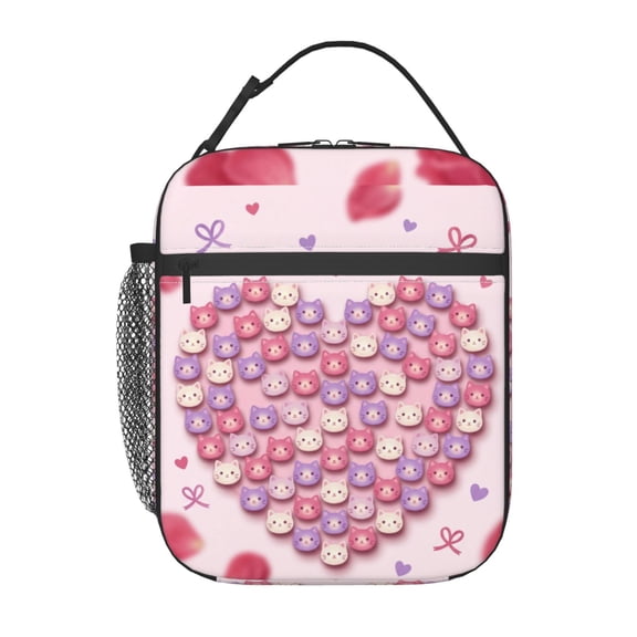 Cat Lunch Bag Reusable Zipper Closure Leakproof Insulated Cute Cats Lunch Box Cooler Tote Bag Food Container Snack Bag