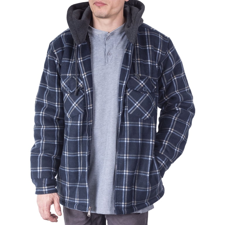 Visive Mens Sherpa-Lined Flannel Hoodie Jacket - Iceland