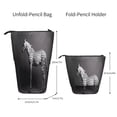 thumbnail image 2 of Lsque Monochrome Leopard Horse Pattern Telescopic Pencil Bag Pen Holder Stationery Case, Stand-up Retractable Transformer Bag Organizer, 2 of 6