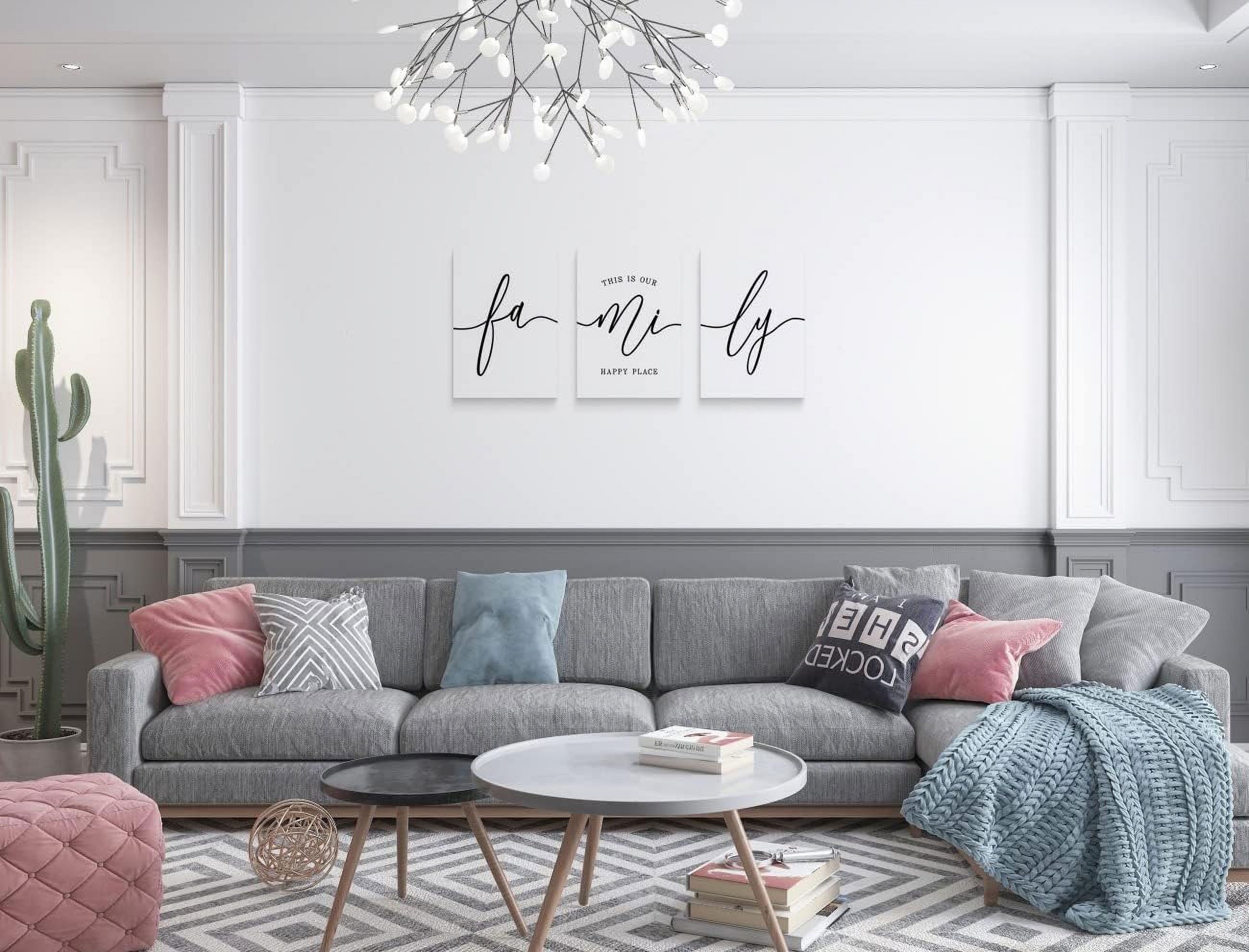 Family Wall Decor Home,Love Art Set of 3 Dining Room Modern Bedroom Decor, Living Signs for Home Office Hanging 12''''x16'''', Black and White 006