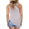 thumbnail image 4 of Women's Waffle Knit Tops Summer Casual Loose Flowy Crew Neck Sleeveless Shirts Breathable Lightweight Blouses (S, Gray), 4 of 7