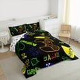 thumbnail image 3 of Homewish Teens Colorful Gamepad Full Size Comforter Sets,Cartoon Console Bedding Comforter Set,Green Black Yellow Bedding Sets For Boys Kids,Luxury Bedroom Decor Reversible,3 Pieces, 3 of 8