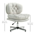 thumbnail image 3 of HOMCOM Armless Office Chair Desk Chair with Wide Thick Padded Seat, White, 3 of 10