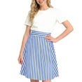thumbnail image 6 of LWavelet Women's Striped Flared Midi Skirt, High Waist, Retro 4th of July & Vacation A-Line Skirt Sky Blue XL, 6 of 6