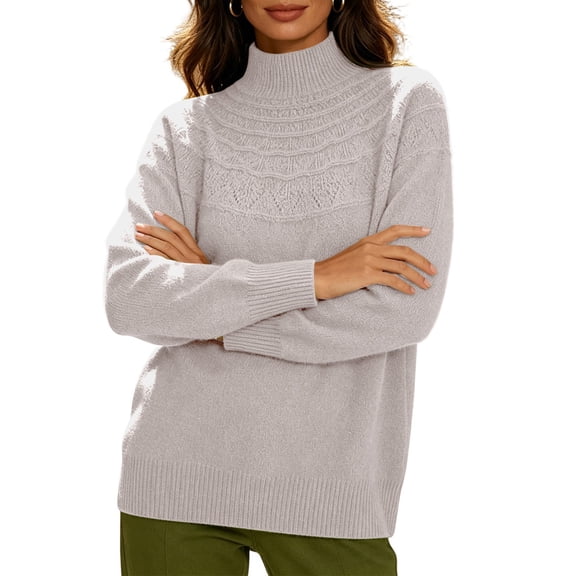 Womens Tops, Women Mock Neck Sweater Fashion 2026 Casual Long Sleeve Lightweight Knit Pullover Sweater