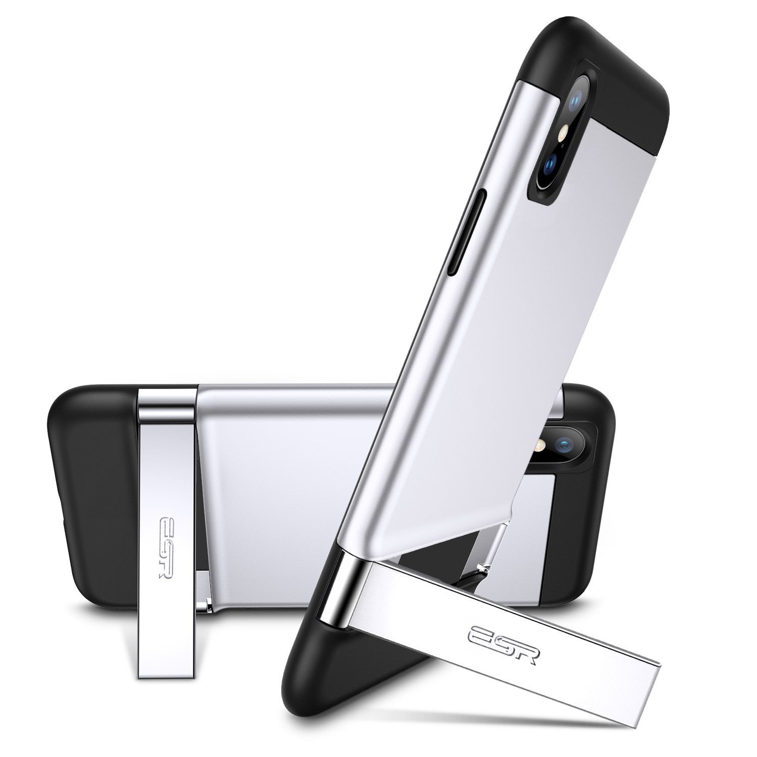 ESR iPhone X Case, Metal Kickstand Case Silver - Walmart.com