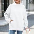 thumbnail image 6 of Womens Casual Mock Neck Sweatshirt Zaewscy Women's Fashion Winter Sporty Solid Color Pocket Crewneck Loose Sweatshirt White XL, 6 of 9