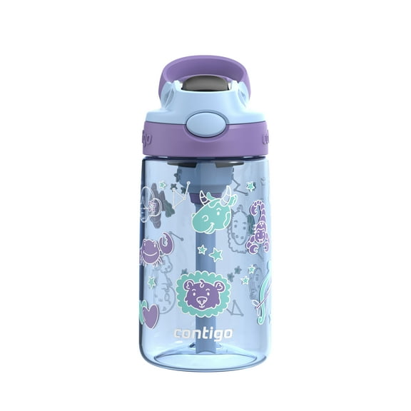 Bouteille d’eau pour enfants Contigo Aubrey avec paille, antifuite et antidéversement, zodiac améthyste pervenche
