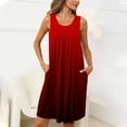 thumbnail image 7 of Sakmal Moomoo Nightgowns for Women Sleep Tanks Comfy with Pockets Night dress Sleeveless Red Sleep Tanks, 7 of 7