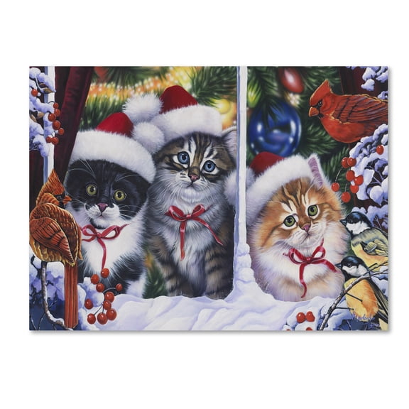 Trademark Fine Art 'Cats In Window' Canvas Art by Jenny Newland