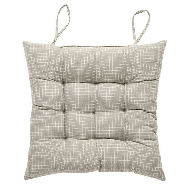 Nvzi Cojines para silla de comedor con lazos, cuadrados, antideslizantes, gruesos, color gris claro, 16 x 16 pulgadas