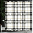 thumbnail image 3 of Ambesonne Beige Tan Shower Curtain, Cultural Squares Stripes, 69"Wx75"L, Dark Grey Pale Mustard, 3 of 4