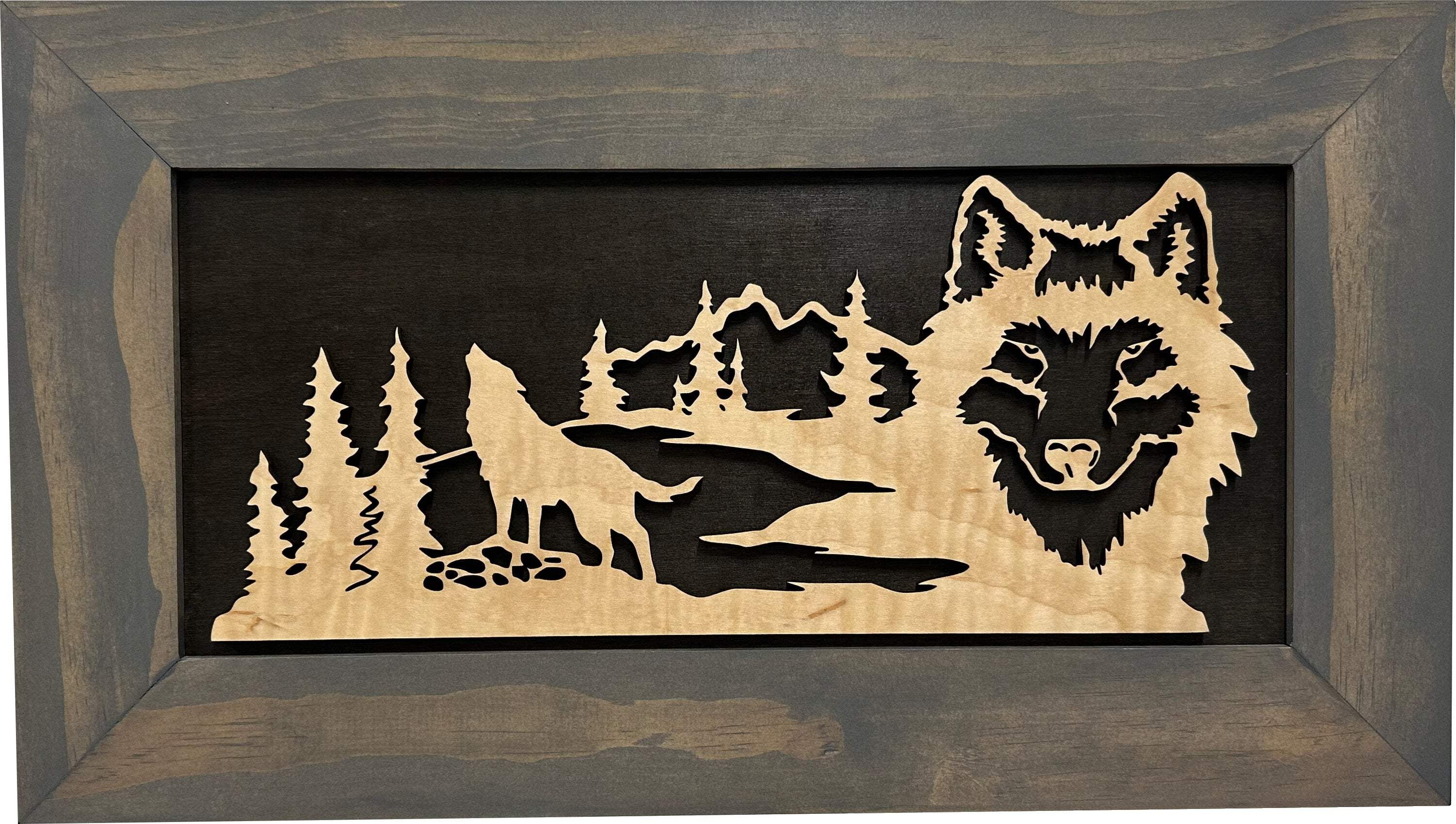 Wolf Wall Decor Gun Safe for Secure and Quick Access Pistol Storage Concealment Furniture Holds Multiple Handguns