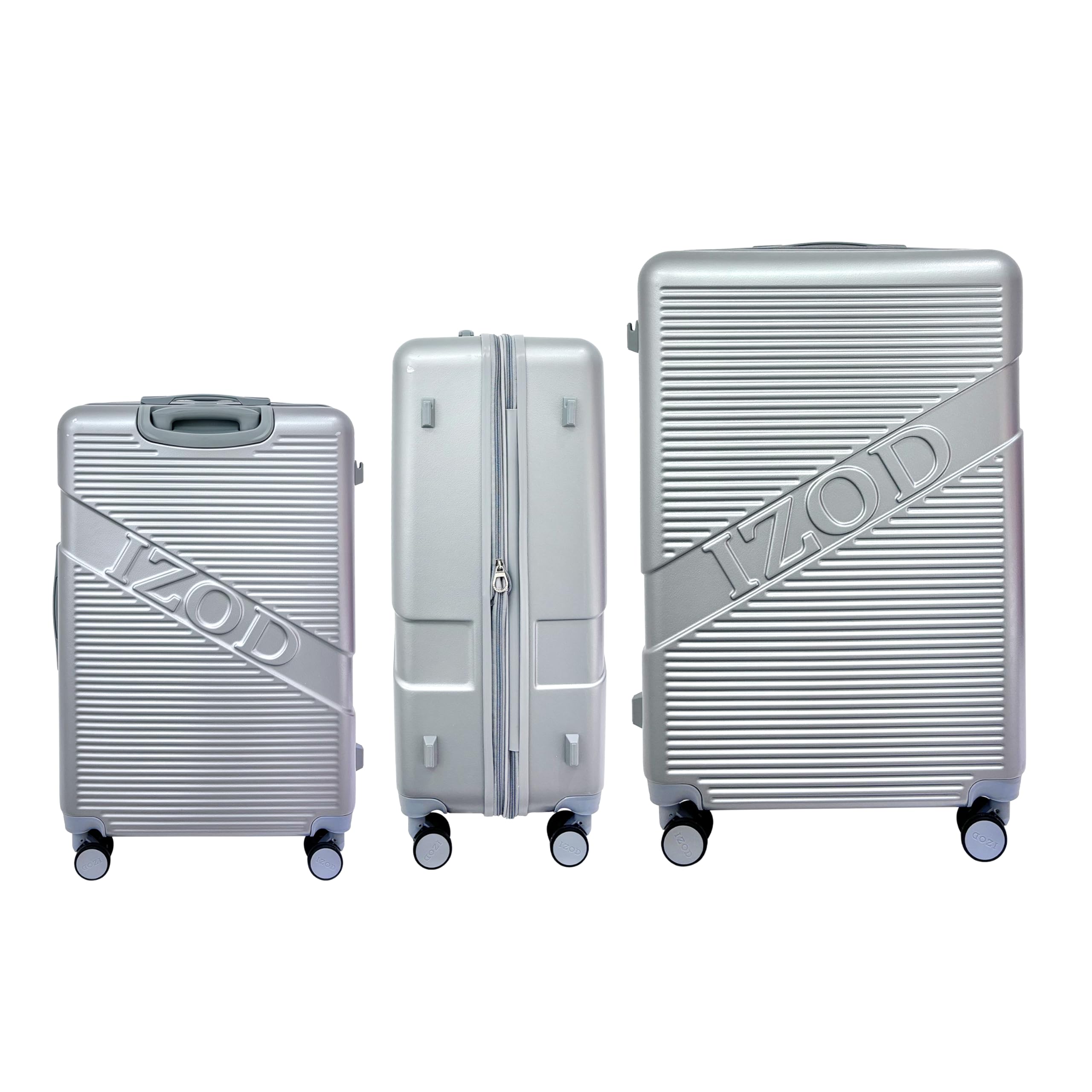 IZOD Harper Expandable Luggage Set - Stylish and Functional 3 Piece Luggage Set - Water-Resistant Zippers - Spinner Wheels Luggage Set - Versatile Sizes: 28", 24", and 20" (Slate Grey)