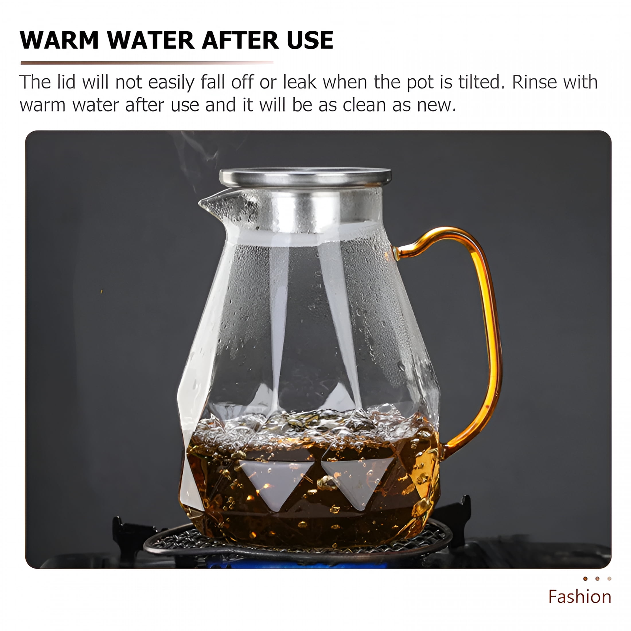 ACDANC Glass Cold Water Jug Kettle Pitcher with Lid 1 Gallon Household Stainless Steel