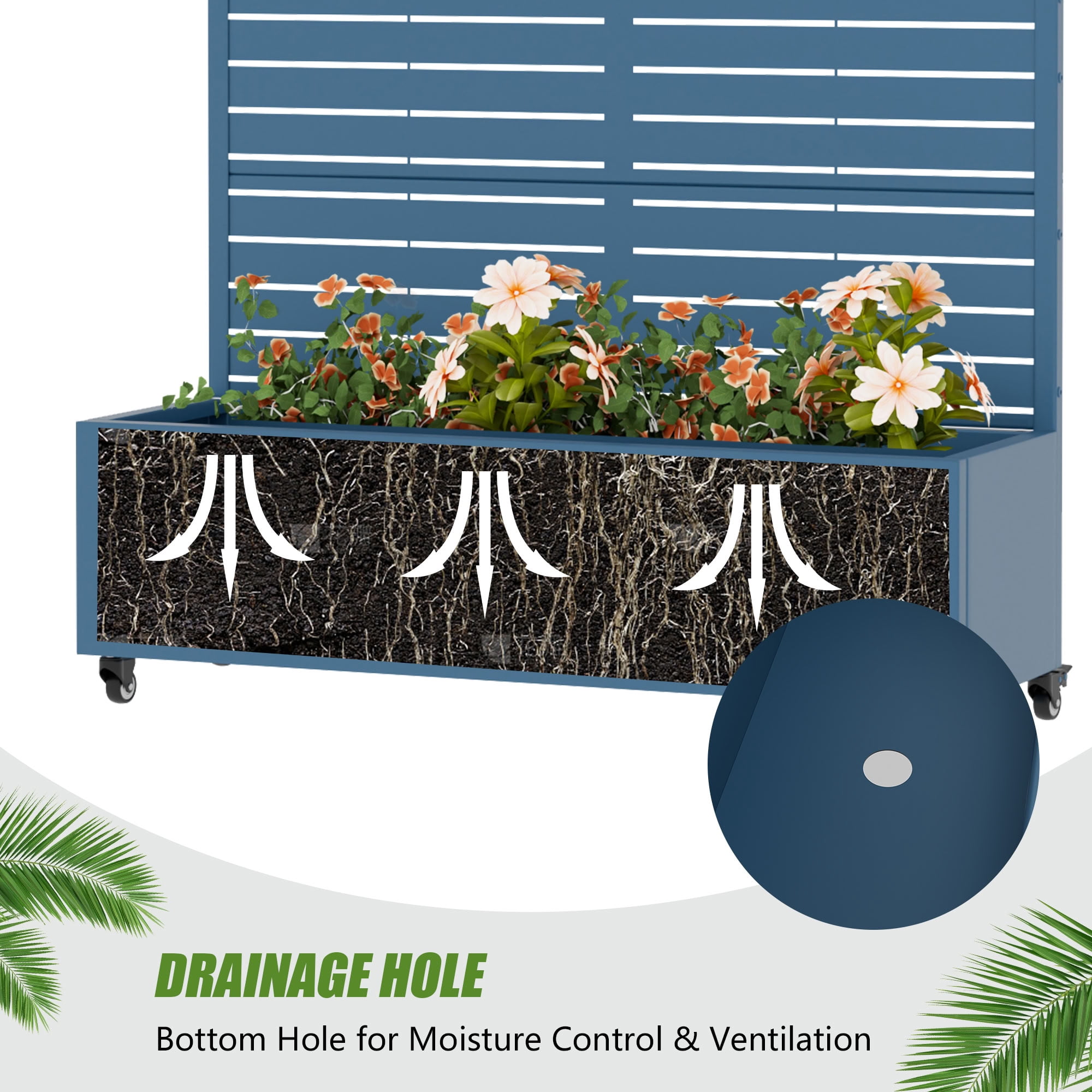 MAYEERTY 72*47in Outdoor Metal Planter Box, High Strength Metal Planter, Weatherproof Garden Planter for Patio, Balcony, Yard