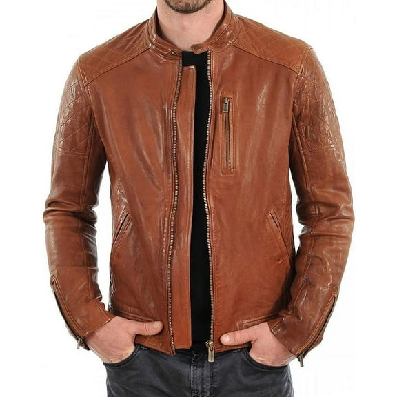 New Genuine Lambskin Leather Designer Jacket Motorcycle Biker Men's S M L XL A147