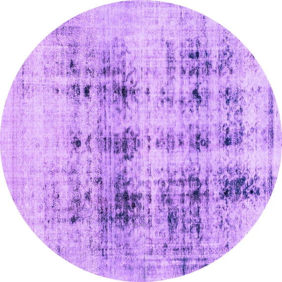 Ahgly Company Indoor Round Abstract Purple Modern Area Rugs, 3' Round