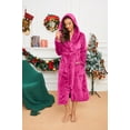 thumbnail image 4 of HEARTNICE Womens Hooded Fleece Robe, Long Fluffy Thick Warm Plush Bathrobe,(Rose Red,S-M), 4 of 4