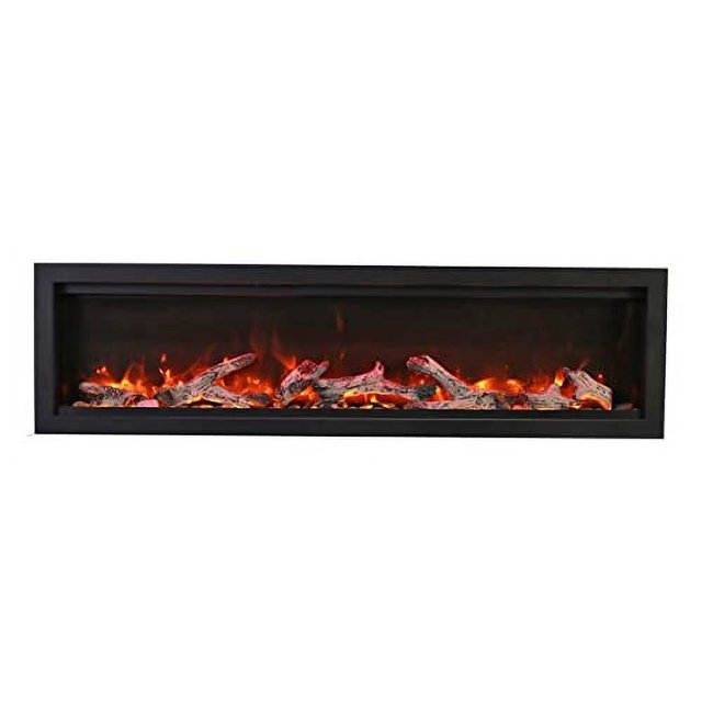 Amantii Symmetry Bespoke - 74" Indoor / Outdoor Electric Built In Fireplace featuring, WiFi Compatibilty & Bluetooth Connectivity, MultiFunction Remote, and a Selection of Media Options