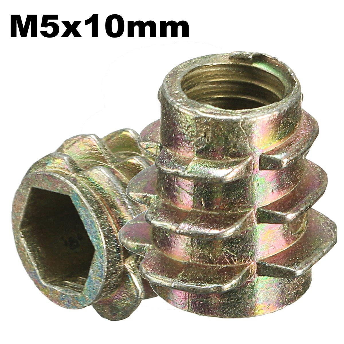 M8 THREADED HEX DRIVE FIXING TYPE D OR E WOOD INSERT FIXING FURNITURE NUTS 