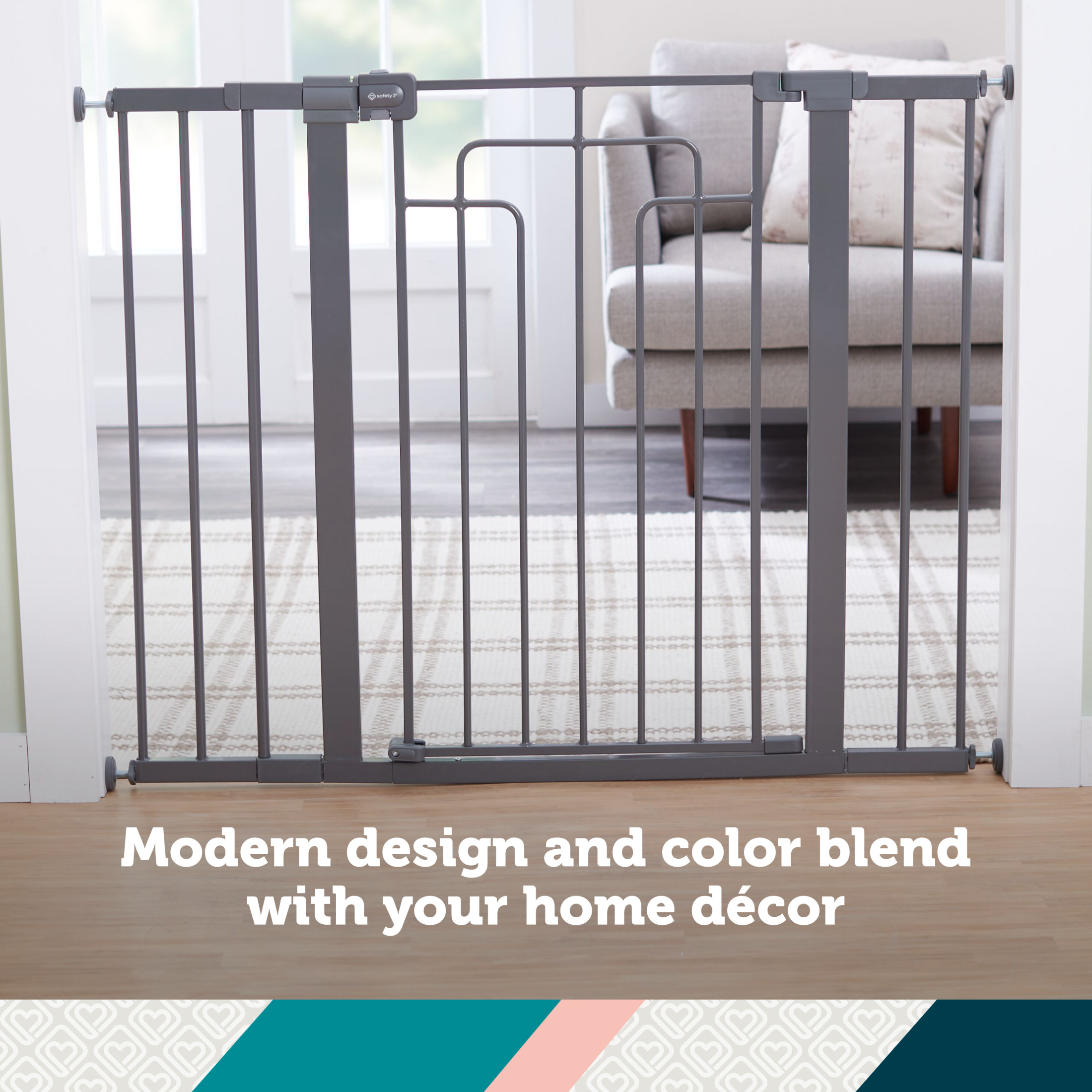 Safety 1st Contemporary Tall-and-Wide Gate, Gray photo 5